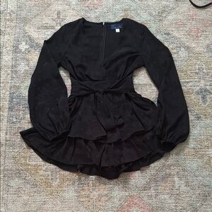 Blue Rain Black Floral Textured Dress